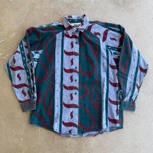 VINTAGE 80s ROCKY MOUNTAIN WESTERN PRINT BUTTON UP SHIRT
